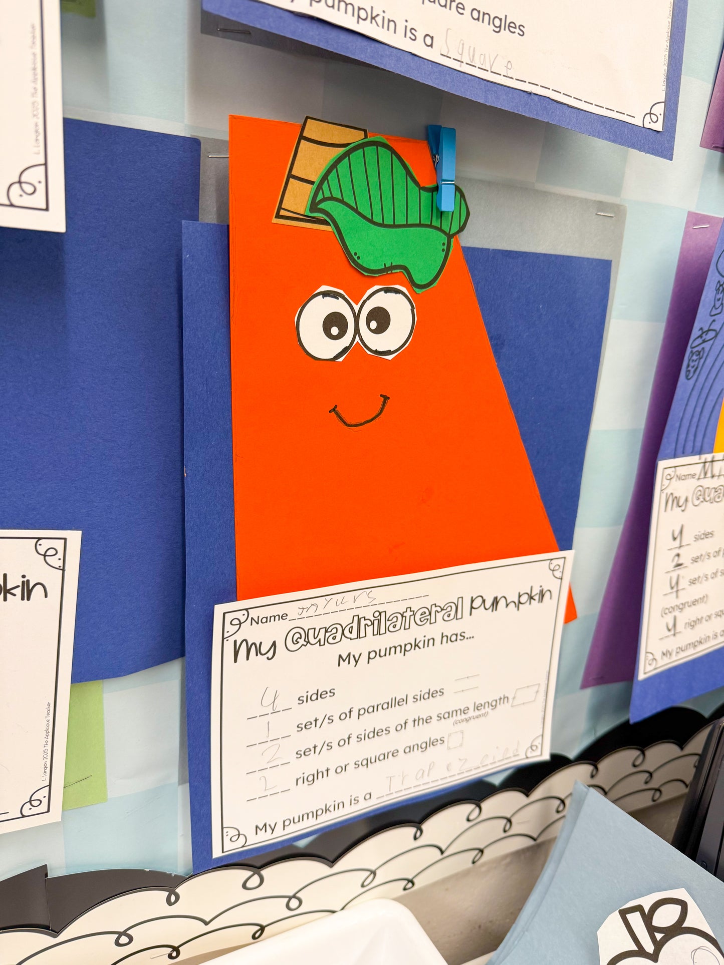 Quadrilateral Pumpkin Patch Project 3rd Grade Geometry Activity