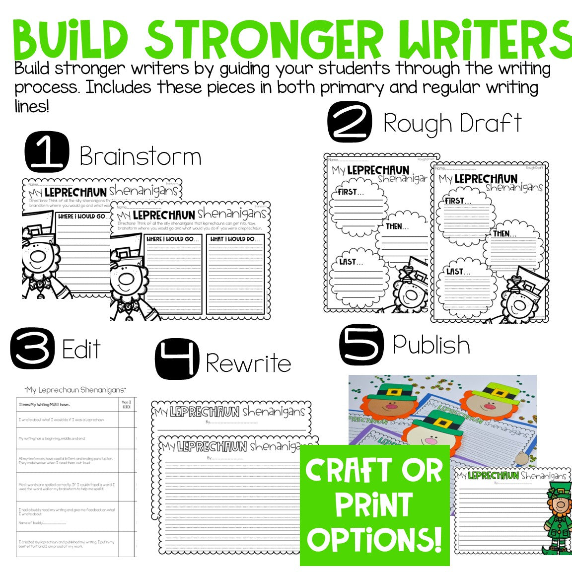Leprechaun Writing St. Patrick's Day Writing Activity Craft