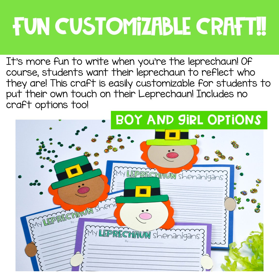 Leprechaun Writing St. Patrick's Day Writing Activity Craft