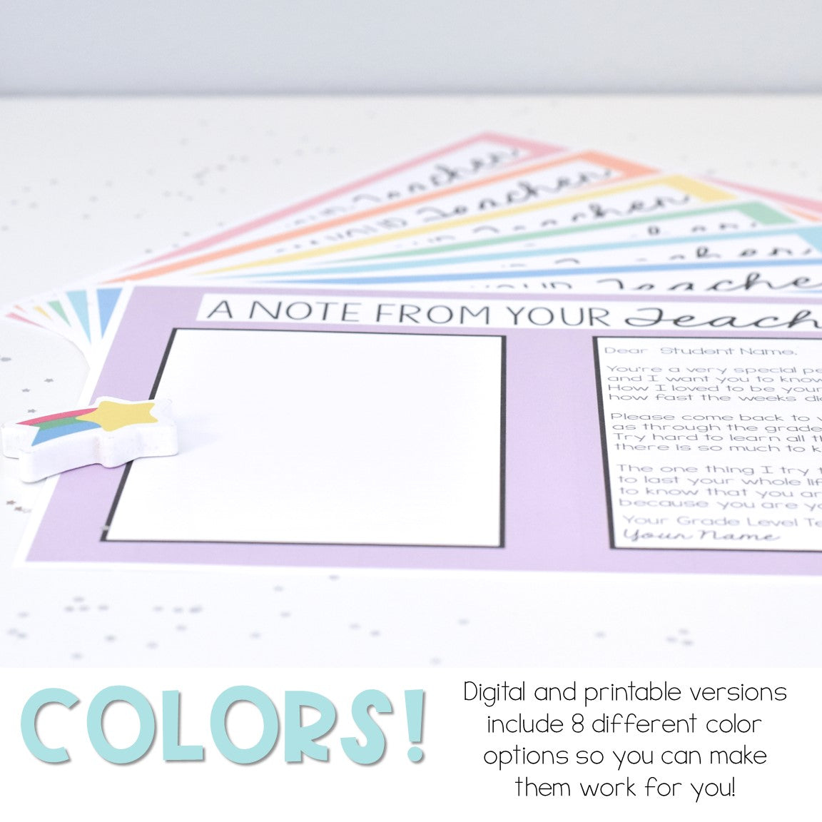 End of Year Student Gift- Letter from Your Teacher