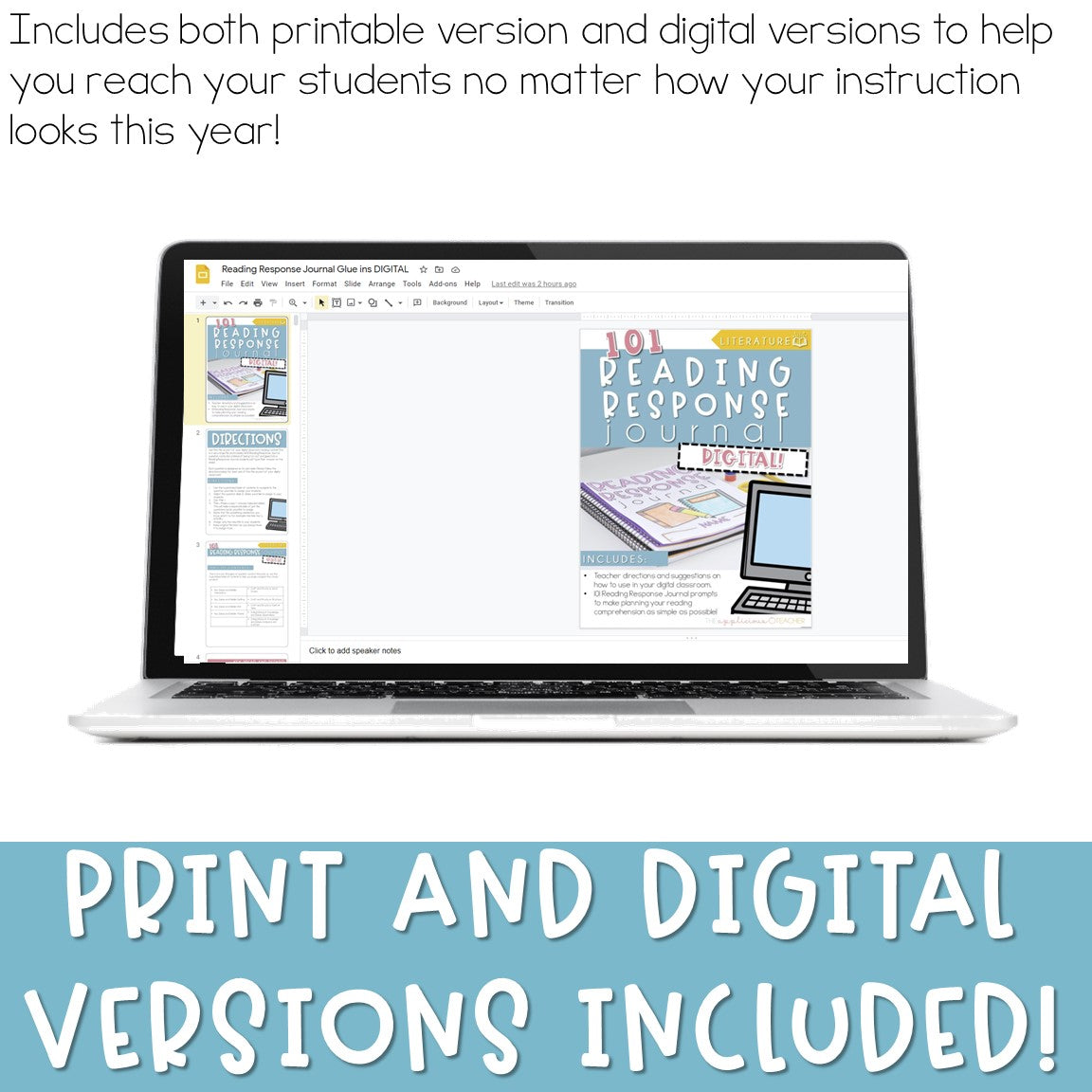 Reading Response Journal Glue-Ins Literature