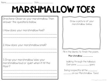Marshmallow Toes Line Walking Activity Poster