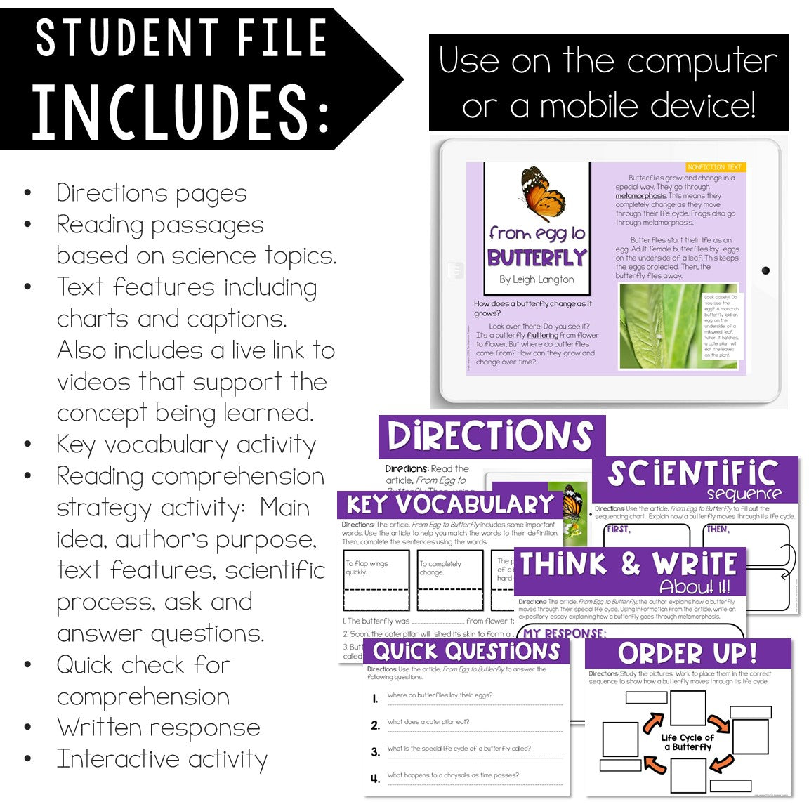 Reading Comprehension Mini-Lessons: The Science Bundle