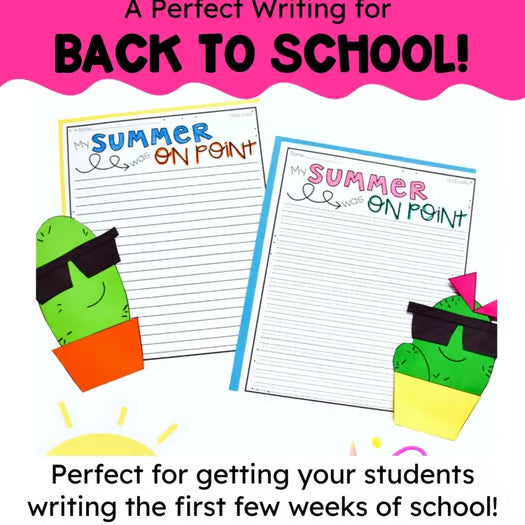 My Summer Vacation Cactus Writing Activity Back to School Writing
