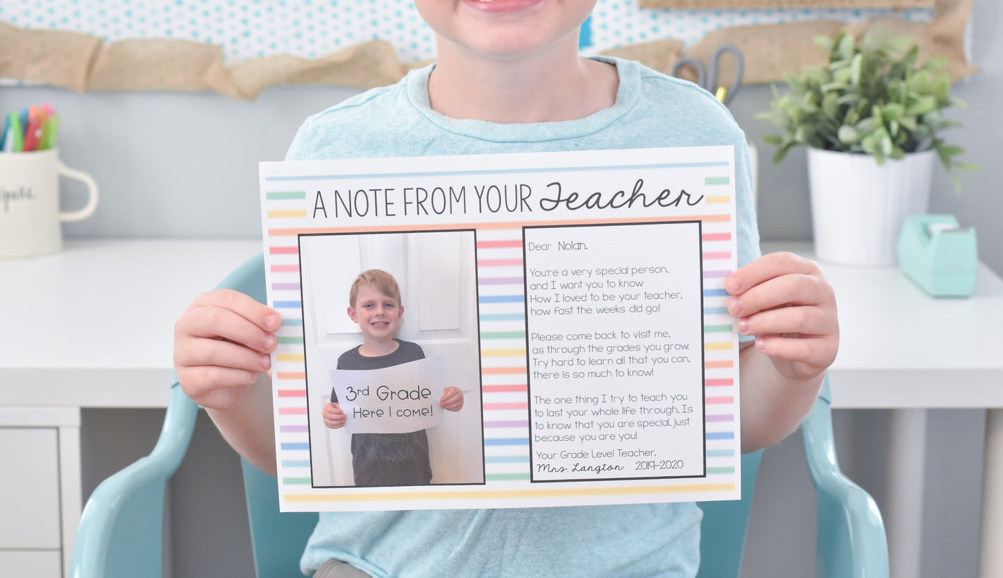 End of Year Student Gift- Letter from Your Teacher