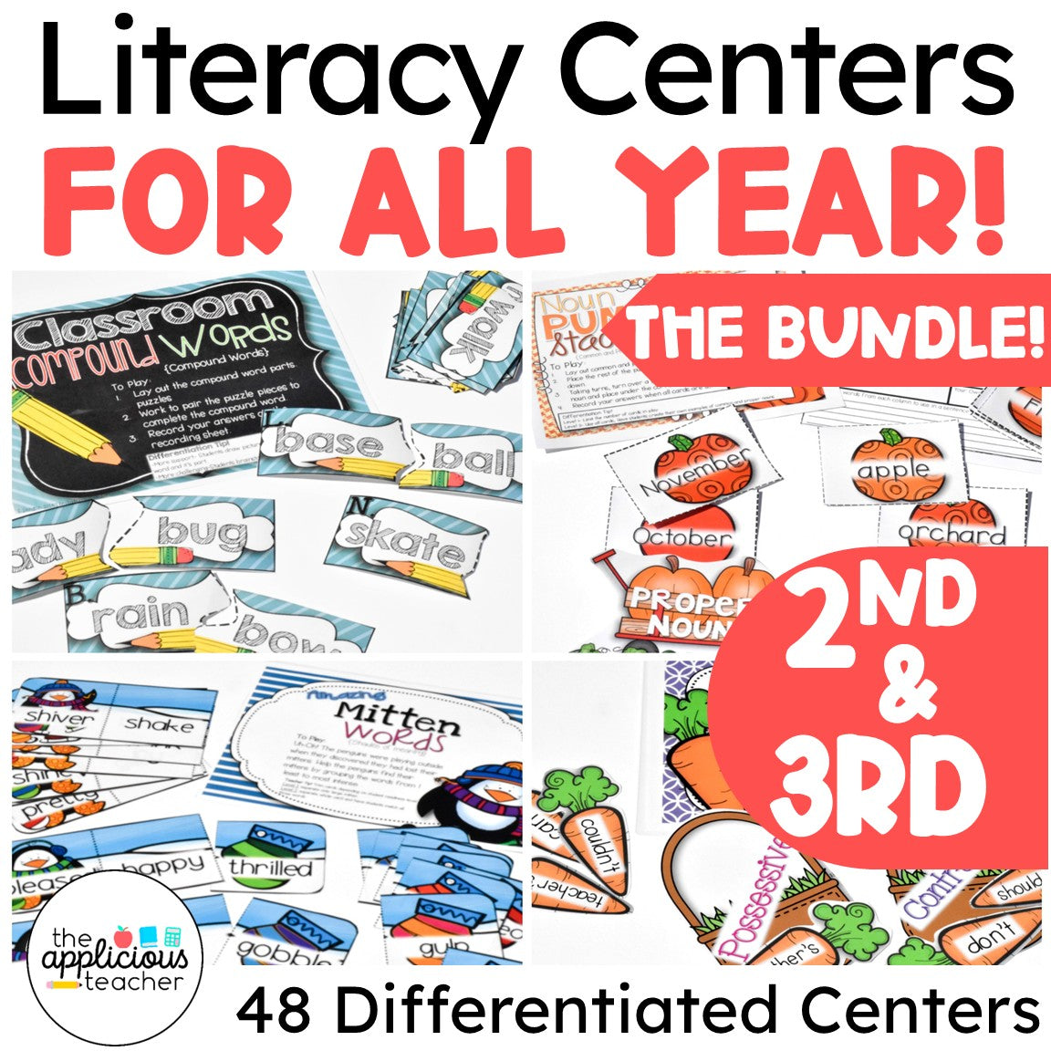 Literacy Centers ALL YEAR Bundle 2nd and 3rd Grade