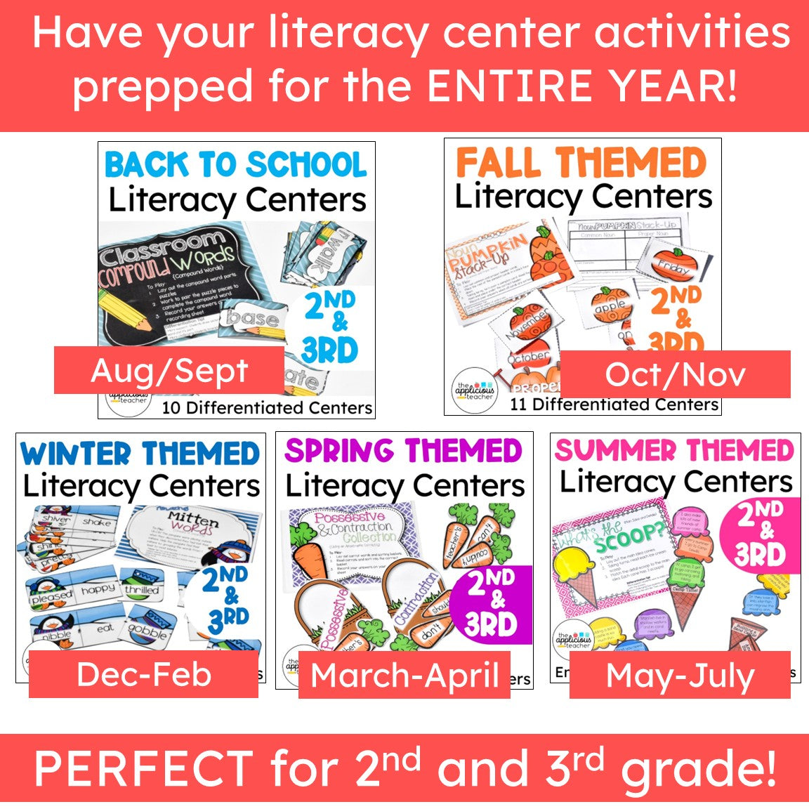 Literacy Centers ALL YEAR Bundle 2nd and 3rd Grade