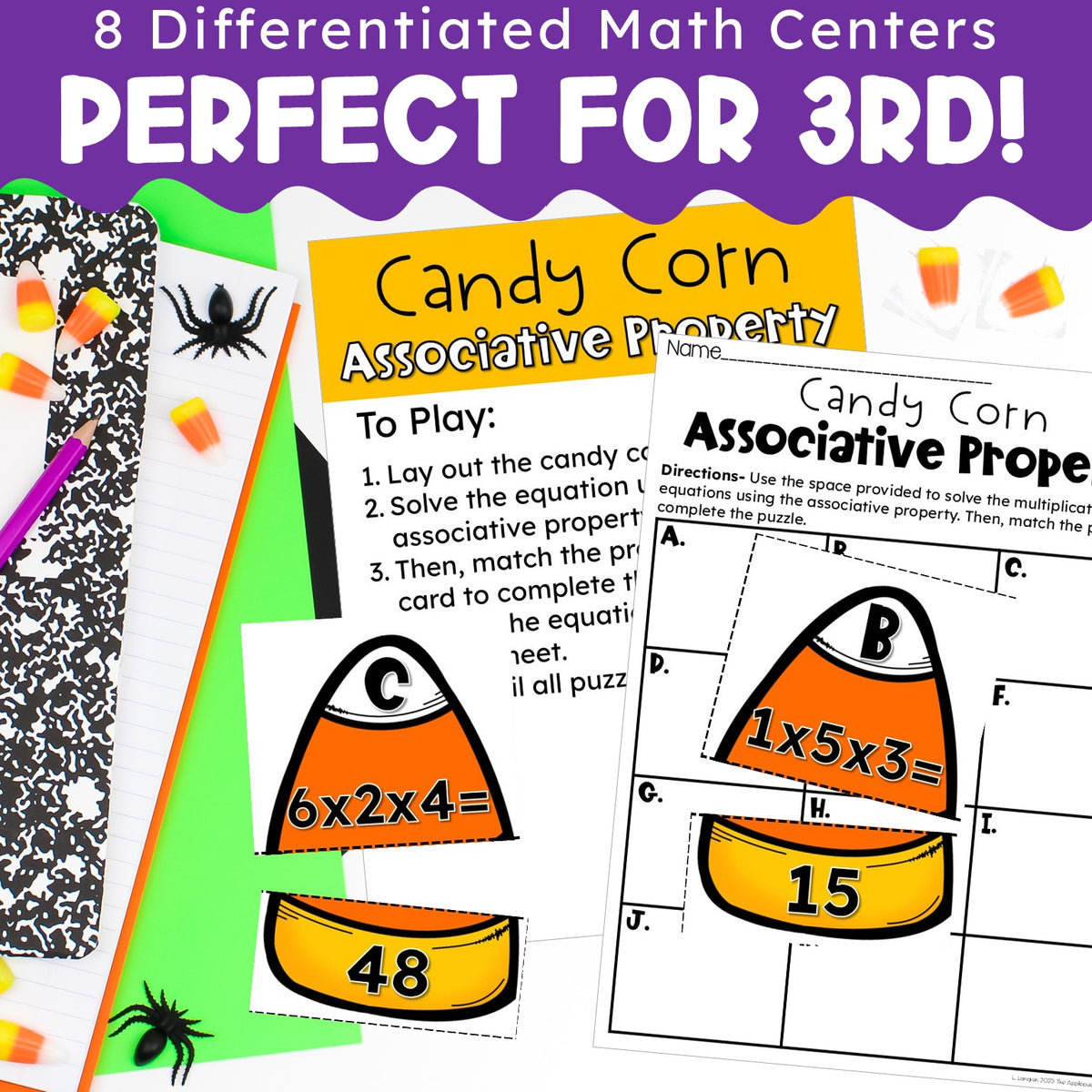 3rd Grade Halloween Math Games | Printable October Math Centers for Multiplication