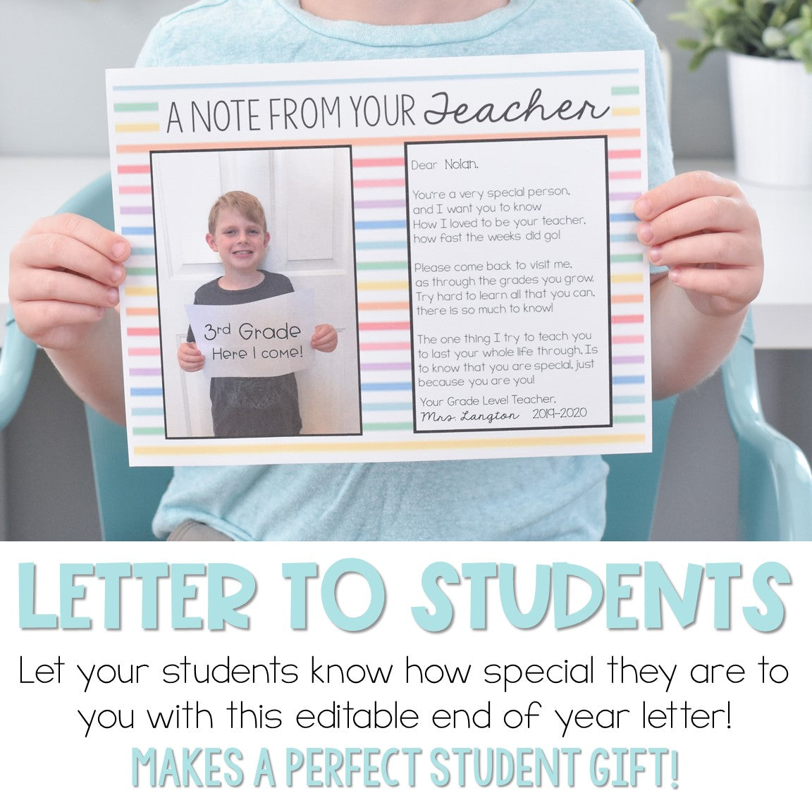 End of Year Student Gift- Letter from Your Teacher