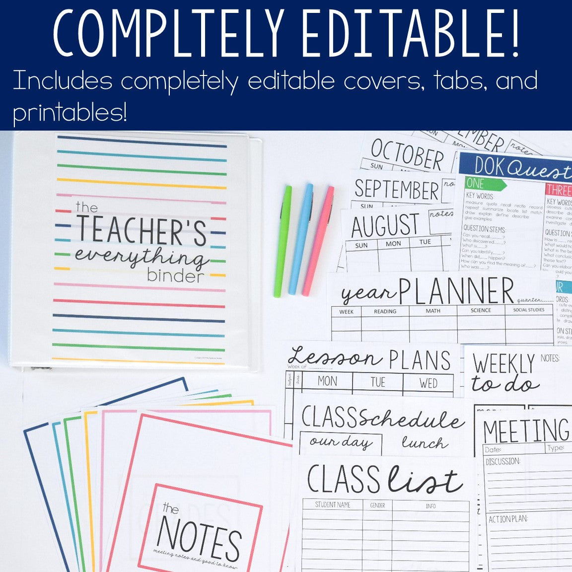 Teacher Everything Binder Bundle: Simple and Colorful