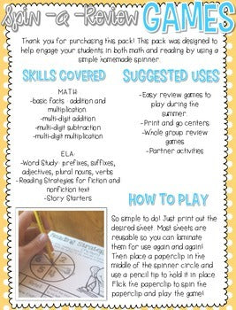 ELA and Math Games