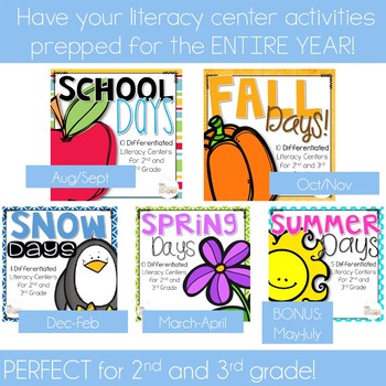 Literacy Centers ALL YEAR Bundle 2nd and 3rd Grade