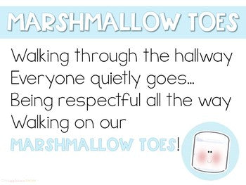 Marshmallow Toes Line Walking Activity Poster