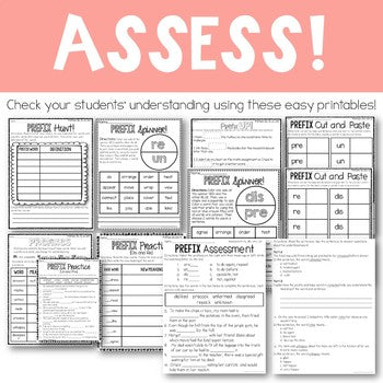 Prefixes Activities for Un Pre Re Dis