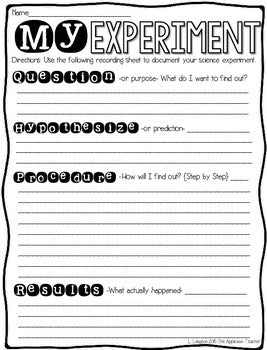 Scientific Method Recording Sheet