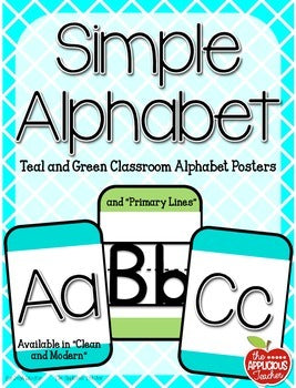 Simple Alphabet Teal and Green