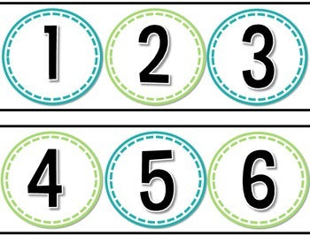 Simple Number Line Teal and Green