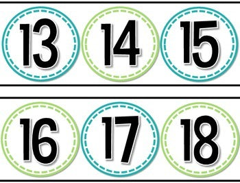 Simple Number Line Teal and Green