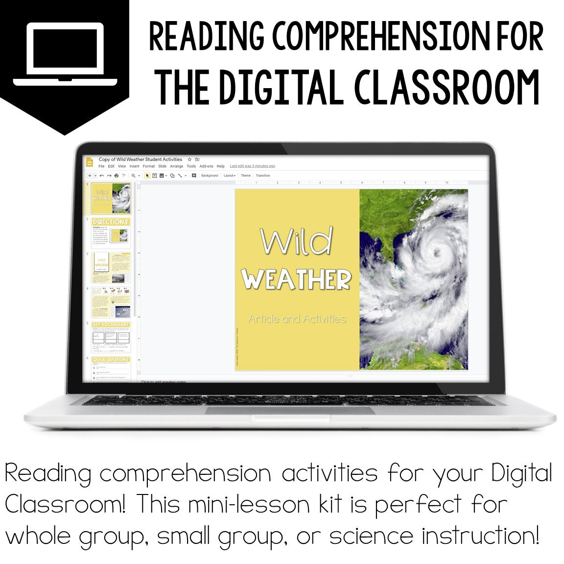Wild Weather Reading Comprehension Mini Lesson for Digital Classrooms