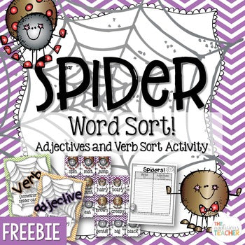 Spider Sort Verbs and Adjectives FREEBIE