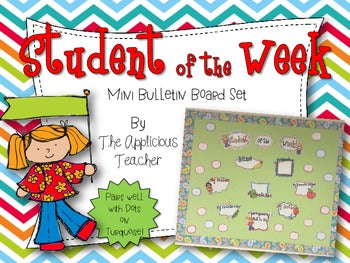 Student of the Week Mini Bulletin Board Set- Dots on Turquoise