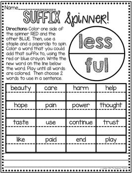 Suffix Activities: less full ion able