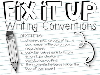 Writing Conventions Activity