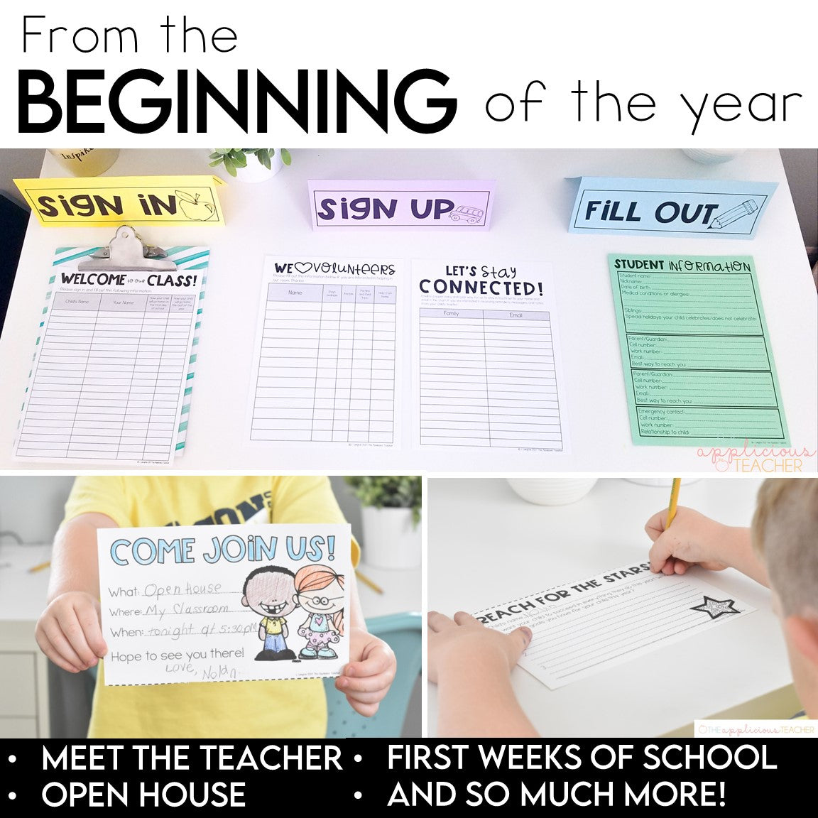 Back to School Forms and Checklists Printables and Editable