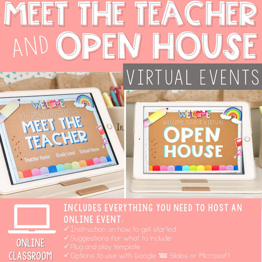 Virtual Meet the Teacher Open House Slide Show for Digital Classroom GOOGLE (TM) Slides